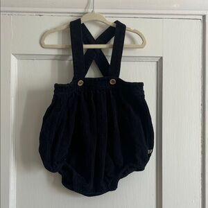 Petit Lucette Blue Cordoroy Baby Romper